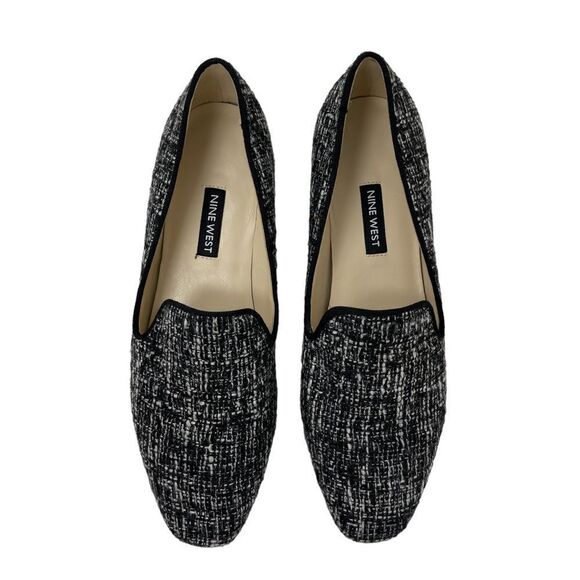 Nine West Loafer Lisette Flats Black White Gold Tweed Women's 6.5 Slip-On - Picture 2 of 9